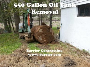 550 Gallon Oil Tank Removal by Barrier Contracting